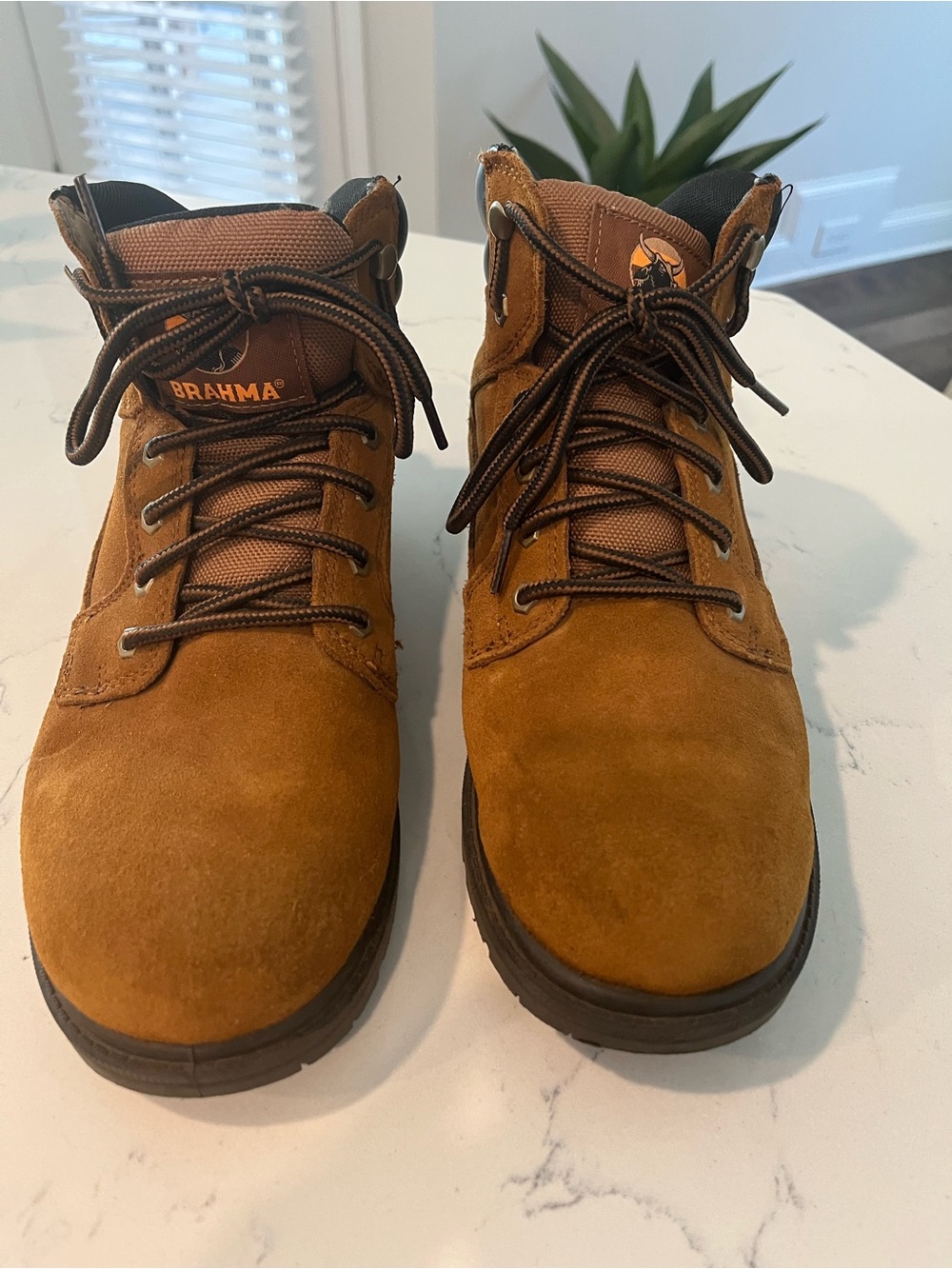 Brahma Men's Wheat/Tan Suede Work Boots. Waterproof